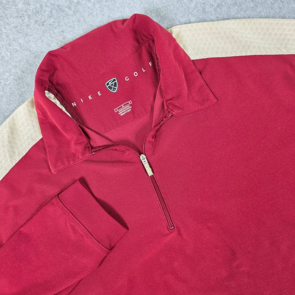 Nike Golf Dri-Fit Pullover Quarter Zip Long Sleeve Shirt‎ Men's Large Maroon